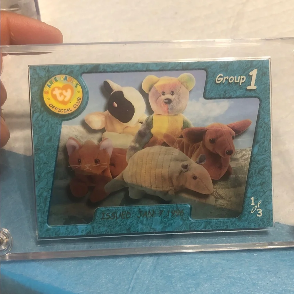 Ty Collectible Card with Teal Blue Frame and Multicolor Bears